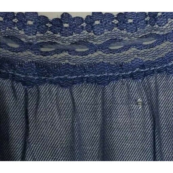 Levi's Sz. S Blue Chambray Lace Tank Tiered Dress Elastic Waist Interior Slip - Picture 10 of 10